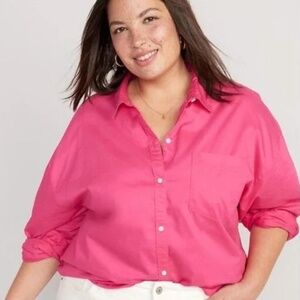 🫶Old Navy Women’s Boyfriend shirt in Pink XL Button-Up Shirt